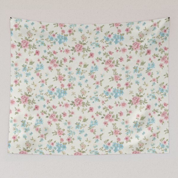 Item preview, Vintage Pink Rose & Blue Floral Seamless Pattern designed and sold by FashioonTrends.