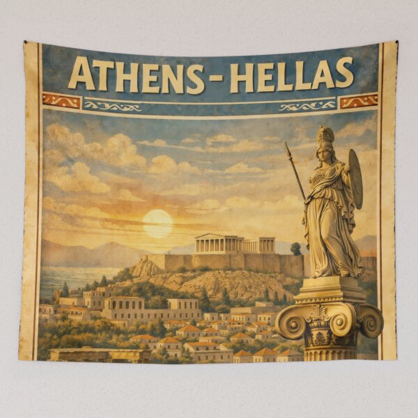 Item preview, Athens HELLAS Vintage Travel Poster Art designed and sold by mythographiaart.