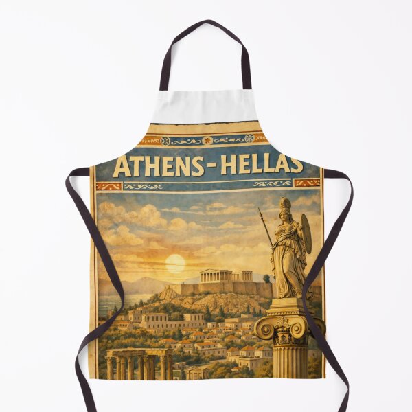 Item preview, Athens HELLAS Vintage Travel Poster Art designed and sold by mythographiaart.
