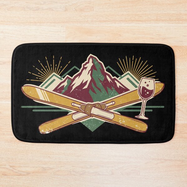 Item preview, Vintage Ski Badge Crossed Skis - Mountain Sunburst Wine Glass Gift designed and sold by Luminari Creations.