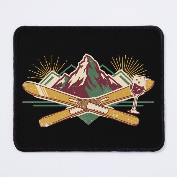Item preview, Vintage Ski Badge Crossed Skis - Mountain Sunburst Wine Glass Gift designed and sold by Luminari Creations.