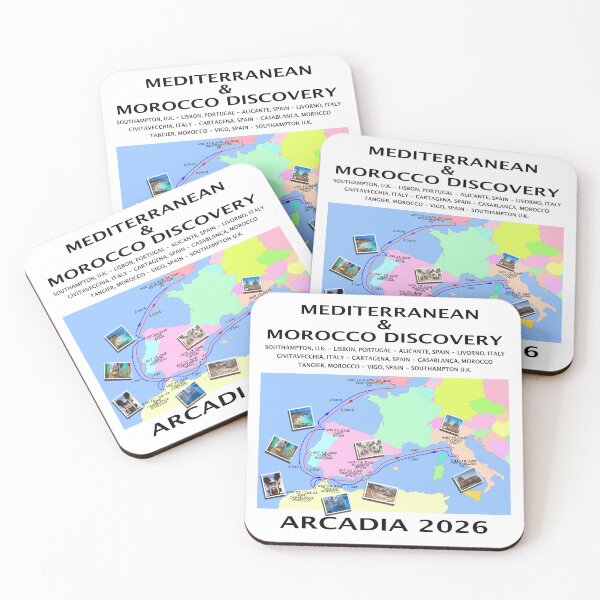 Item preview, P@O 2026 J606 MEDITERRANEAN & MOROCCO CRUISE MAP FULLY ILLUSTRATED ROUTE MAP designed and sold by stilgoe.