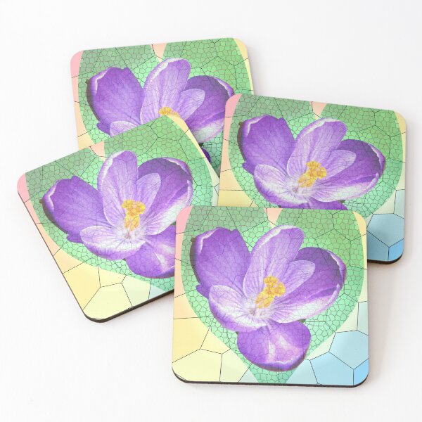 Item preview, Crocus Flower On a Heart with Rainbow Background designed and sold by AGMomsArt.