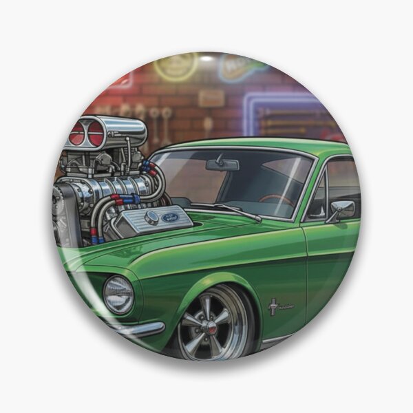 Item preview, 1967 Green Ford Mustang Supercharged – Cartoon Muscle Car Garage Art designed and sold by Random Designs.