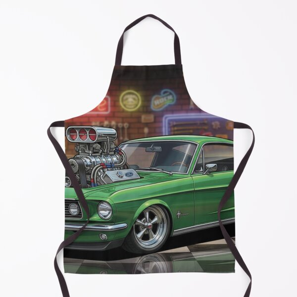 Item preview, 1967 Green Ford Mustang Supercharged – Cartoon Muscle Car Garage Art designed and sold by Random Designs.