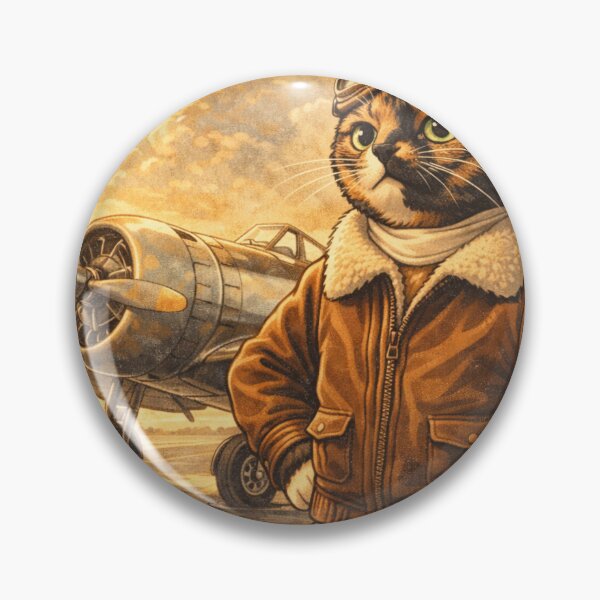 Item preview, Vintage Aviator Cat – Epic 50s Tortoiseshell Pilot designed and sold by MeowMoodArt.
