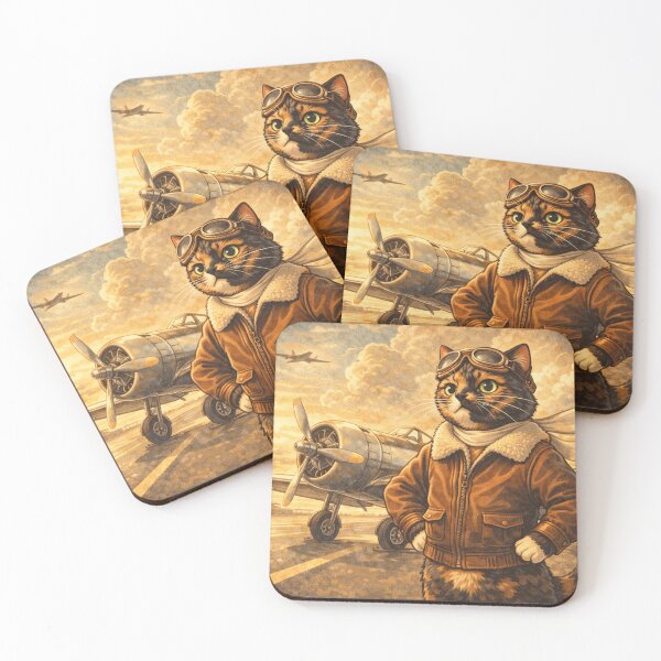 Item preview, Vintage Aviator Cat – Epic 50s Tortoiseshell Pilot designed and sold by MeowMoodArt.