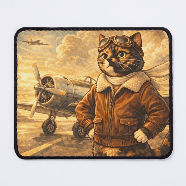 Item preview, Vintage Aviator Cat – Epic 50s Tortoiseshell Pilot designed and sold by MeowMoodArt.
