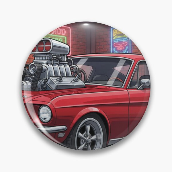 Item preview, 1967 Red Ford Mustang Supercharged – Cartoon Muscle Car Garage Art designed and sold by Random Designs.