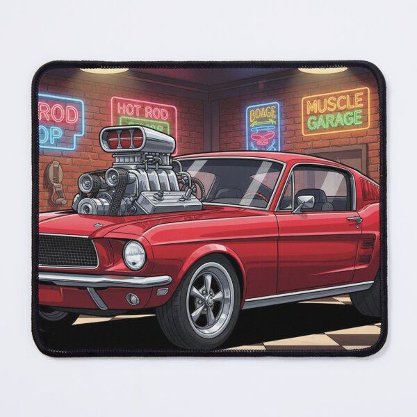 Item preview, 1967 Red Ford Mustang Supercharged – Cartoon Muscle Car Garage Art designed and sold by Random Designs.