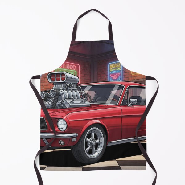 Item preview, 1967 Red Ford Mustang Supercharged – Cartoon Muscle Car Garage Art designed and sold by Random Designs.