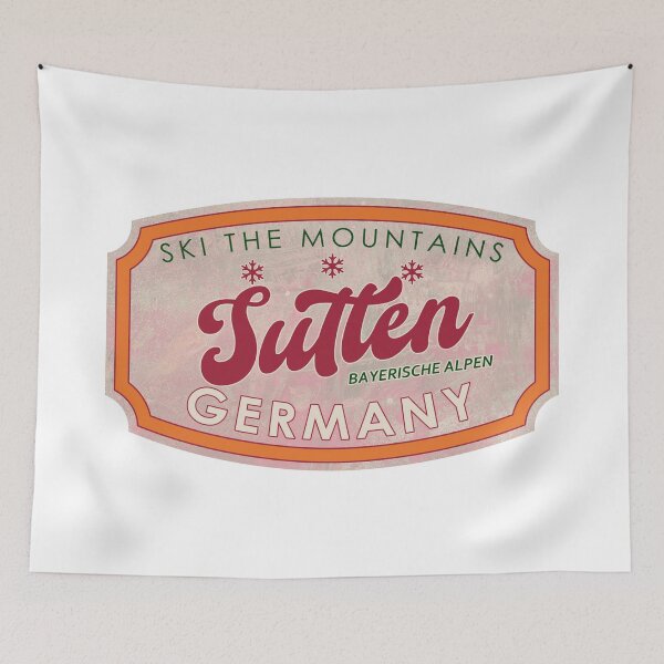 Artikelvorschau, Sutten, Deutschland, Bayerische Alpen, Ski, strukturiertes Skiabzeichen entworfen und verkauft von Wanderful-roads.
