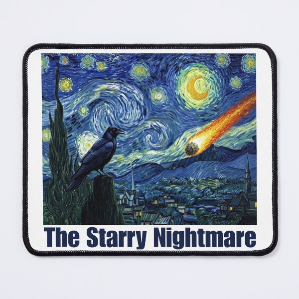 Item preview, The Starry Nightmare Crow - Dark Van Gogh Art Mashup designed and sold by Animal Xeno Circus.