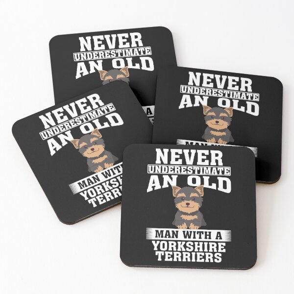 Item preview, Never Underestimate an Old Man with Yorkshire Terriers designed and sold by CosmoKitsch.