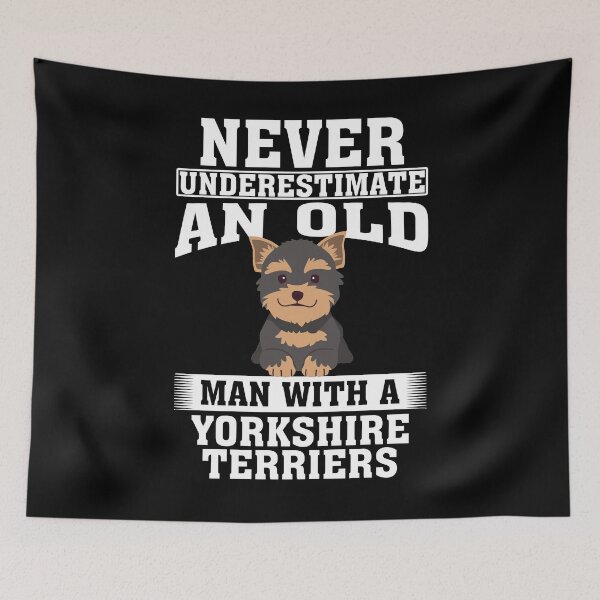 Item preview, Never Underestimate an Old Man with Yorkshire Terriers designed and sold by CosmoKitsch.