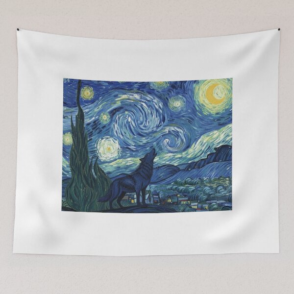 Item preview, Howling Wolf in Starry Night Sky Art designed and sold by Animal Xeno Circus.
