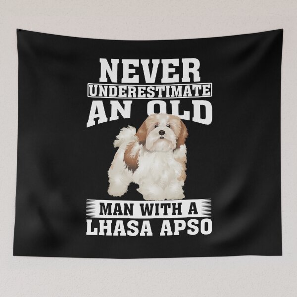 Item preview, Never Underestimate an Old Man with Lhasa Apso designed and sold by CosmoKitsch.