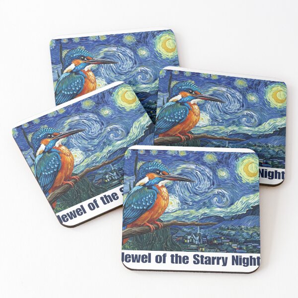 Item preview, Jewel of the Starry Night - Kingfisher on Van Gogh Art designed and sold by Animal Xeno Circus.
