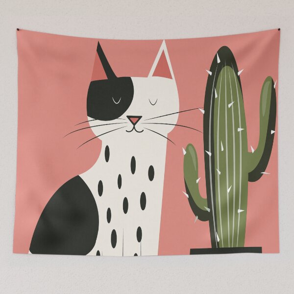 Item preview, Illustration of a cat and a cactus designed and sold by paulrommer.
