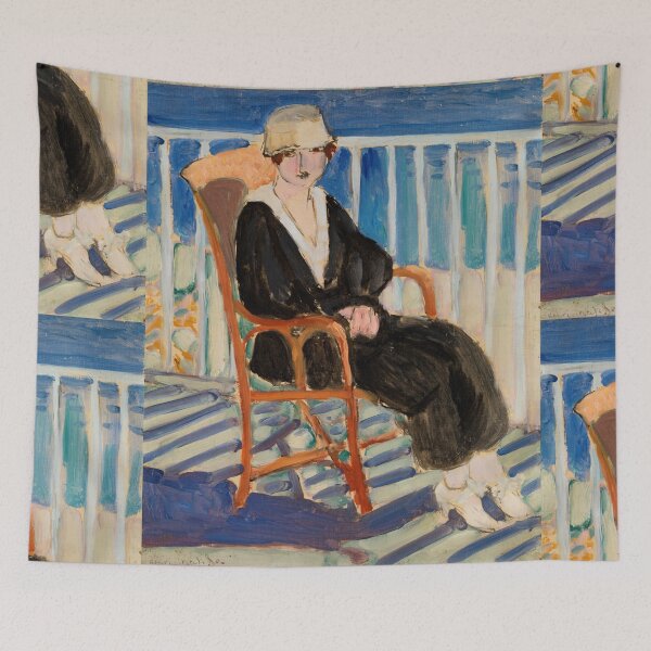 Item preview, Young Girl on a Balcony Over the Ocean by Henri Matisse: Fauvist Coastal Print designed and sold by artofuniverse.