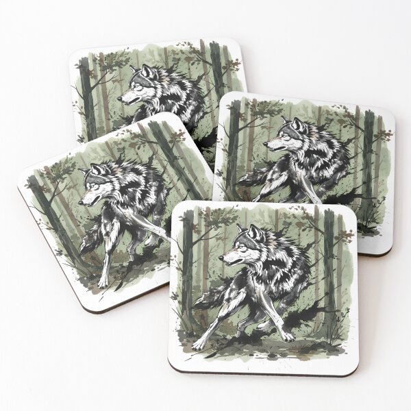 Item preview, Running Wolf in the Forest - Wild Watercolor Animal Art designed and sold by Animal Xeno Circus.