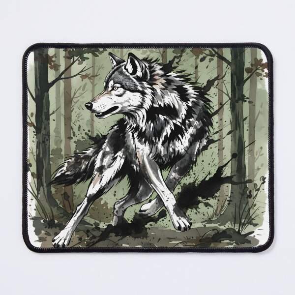 Item preview, Running Wolf in the Forest - Wild Watercolor Animal Art designed and sold by Animal Xeno Circus.