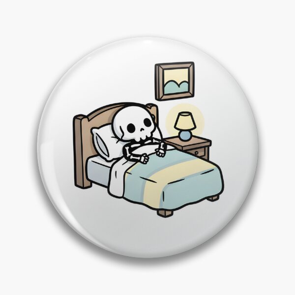 Item preview, Cute Skeleton in Bed, Funny Introvert Humor, Goth Cute Aesthetic, Relatable Lazy Mood, Dark Humor Sticker, Spooky Cute Wall Art designed and sold by Angpau.