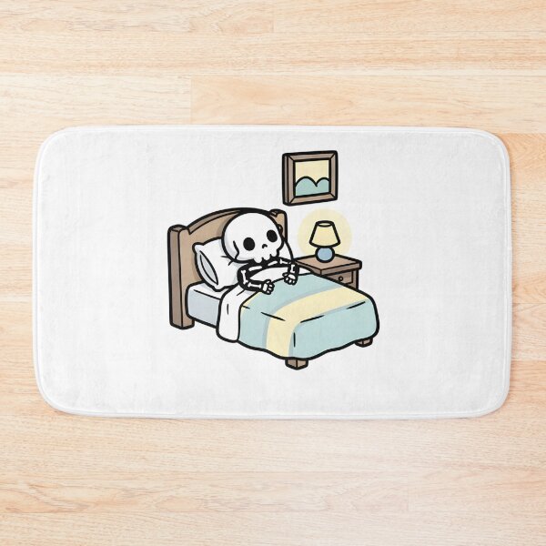 Item preview, Cute Skeleton in Bed, Funny Introvert Humor, Goth Cute Aesthetic, Relatable Lazy Mood, Dark Humor Sticker, Spooky Cute Wall Art designed and sold by Angpau.