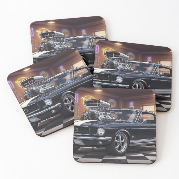 Item preview, 1967 Ford Mustang Black & White Stripe – Supercharged Muscle Car Art designed and sold by Random Designs.