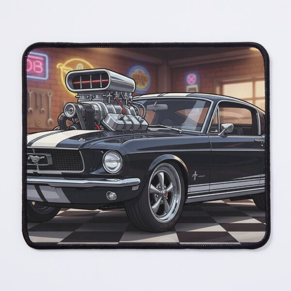 Item preview, 1967 Ford Mustang Black & White Stripe – Supercharged Muscle Car Art designed and sold by Random Designs.