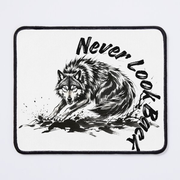 Item preview, Never Look Back Wolf - Aggressive Ink Art Motivation designed and sold by Animal Xeno Circus.