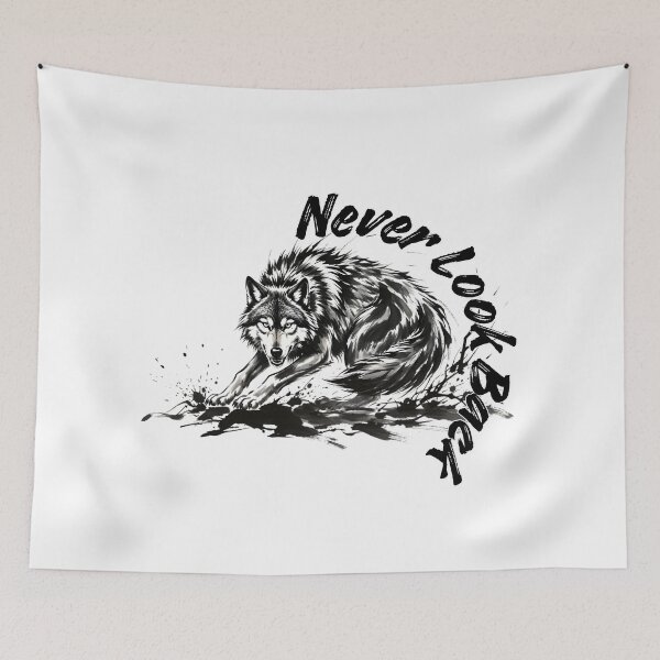Item preview, Never Look Back Wolf - Aggressive Ink Art Motivation designed and sold by Animal Xeno Circus.