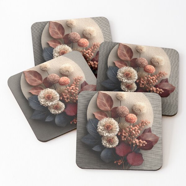 Item preview, Dried flowers with a circle in earth tones - Minimalist art designed and sold by Clarity-Vault.