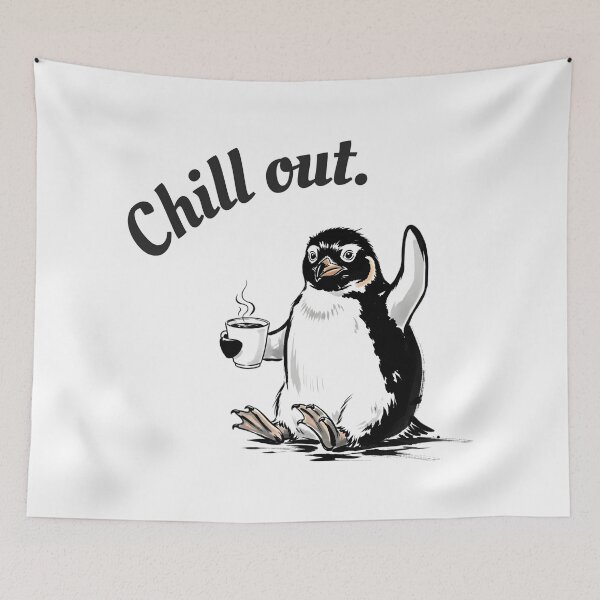 Item preview, Chill Out Penguin with Coffee - Relax and Take it Easy designed and sold by Animal Xeno Circus.