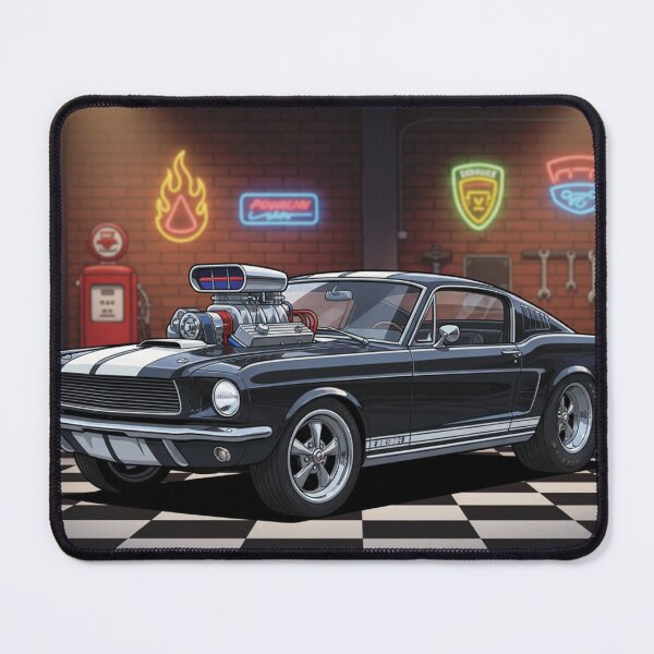 Item preview, 1967 Ford Mustang Black and White Stripe – Supercharged Muscle Car Art designed and sold by Random Designs.