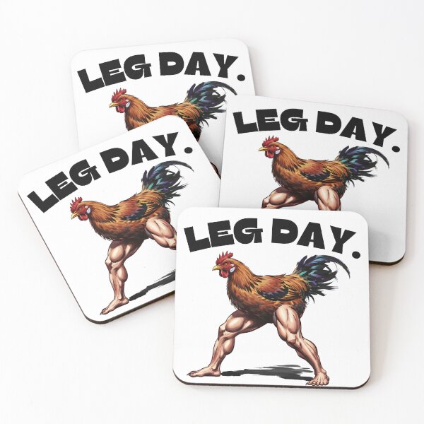 Item preview, LEG DAY: Chicken with Muscular Human Legs Funny Gym Pun Art designed and sold by Animal Xeno Circus.
