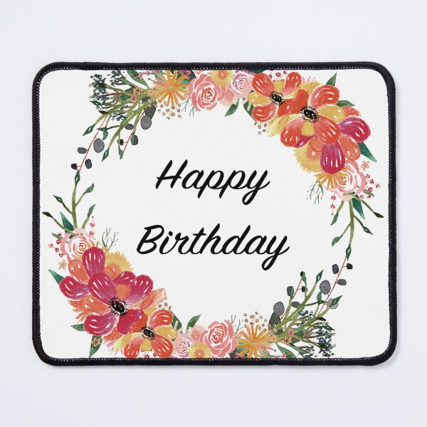 Item preview, Happy Birthday Text inside Multicoloured Watercolour Floral Wreath designed and sold by rachelmcintyreart.