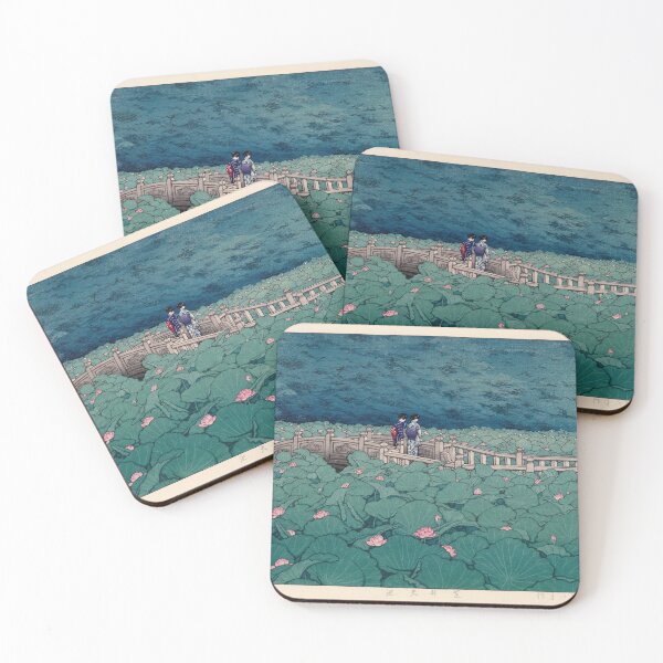 Item preview, Benten Pond Shiba by Hasui Kawase: Japanese Lotus Garden Fine Art Print designed and sold by artofuniverse.