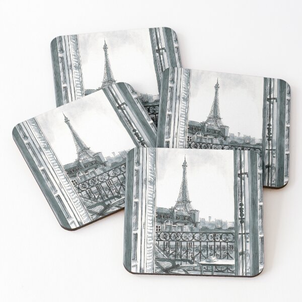 Item preview, View of the Eiffel Tower. Paris view. Back and white drawing. France designed and sold by Colibri77.