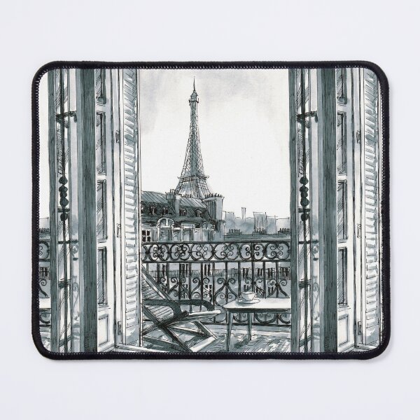 Item preview, View of the Eiffel Tower. Paris view. Back and white drawing. France designed and sold by Colibri77.