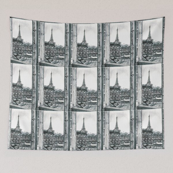 Item preview, View of the Eiffel Tower. Paris view. Back and white drawing. France designed and sold by Colibri77.