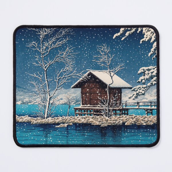 Item preview, Kansa Gu Shrine at Lake Tazawa by Hasui Kawase: Japanese Winter Poster designed and sold by artofuniverse.