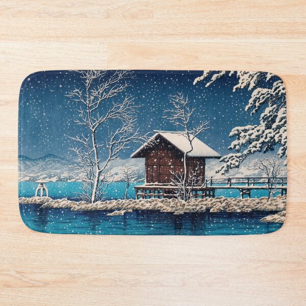 Item preview, Kansa Gu Shrine at Lake Tazawa by Hasui Kawase: Japanese Winter Poster designed and sold by artofuniverse.