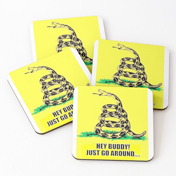 Item preview, "Hey Buddy! Just Go Around" Coiled Rattlesnake on Yellow Blackground designed and sold by patrickcallan.