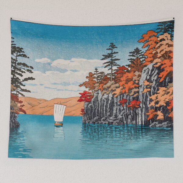 Item preview, Lake Towada by Hasui Kawase: Tranquil Japanese Lakeside Landscape Poster designed and sold by artofuniverse.