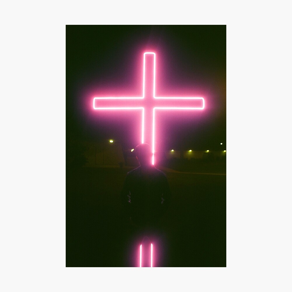 pink neon cross