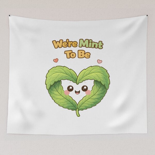 Item preview, Were Mint To Be Cute Mint Leaf Love Pun Design. designed and sold by The-T-In-Retro.