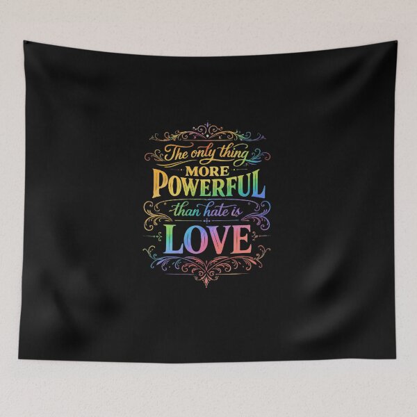 Item preview, Rainbow Love Wins Quote – The Only Thing More Powerful Than Hate Is Love – Pride Inspirational Typography Art designed and sold by Custom Crest.