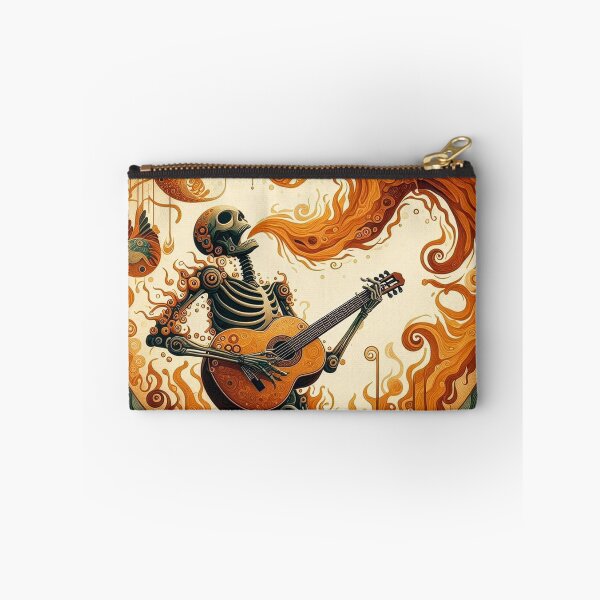Item preview, Skeleton playing guitar in a surreal firescape designed and sold by 40degreesSouth.