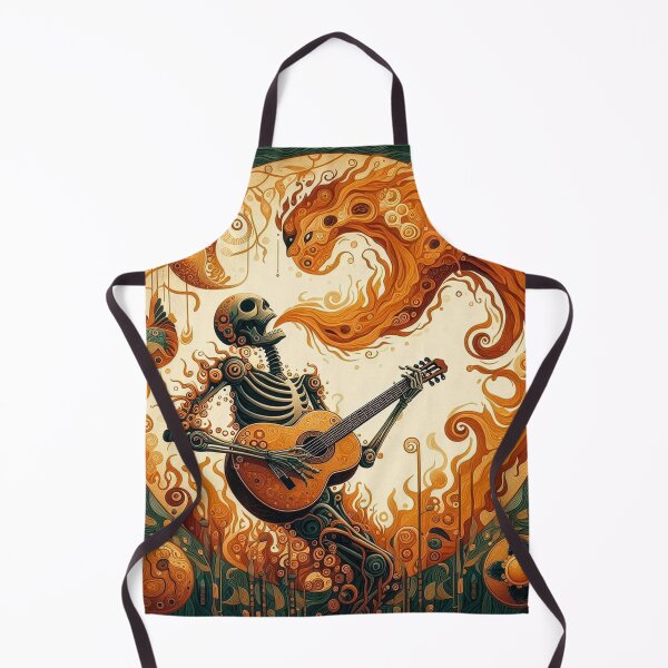 Item preview, Skeleton playing guitar in a surreal firescape designed and sold by 40degreesSouth.